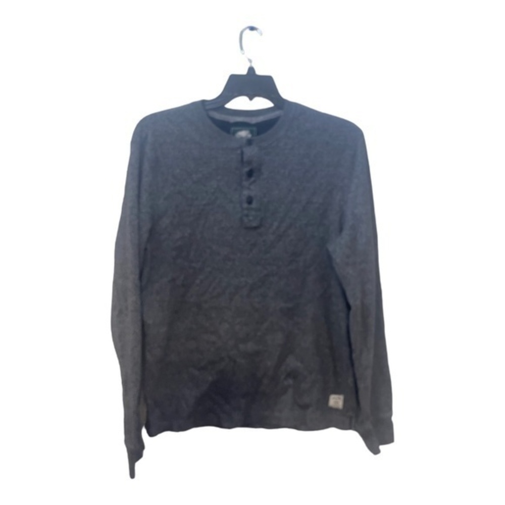 Roots Mens 100% Cotton Heathered Gray Henley Long Sleeve Shirt Size Large